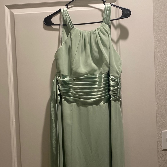 slim fit dress slacks Wedtrend Women Sage Green Long Bridesmaid Dress with Side Slit Floral Jacquard Dress Sheath Strapless Ruched Wedding Guest Dress, Sage Green / US20W